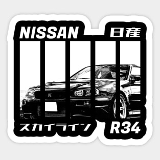 NISSAN SKYLINE GT-R R34 Black 'N White 3 (Black Version) Sticker